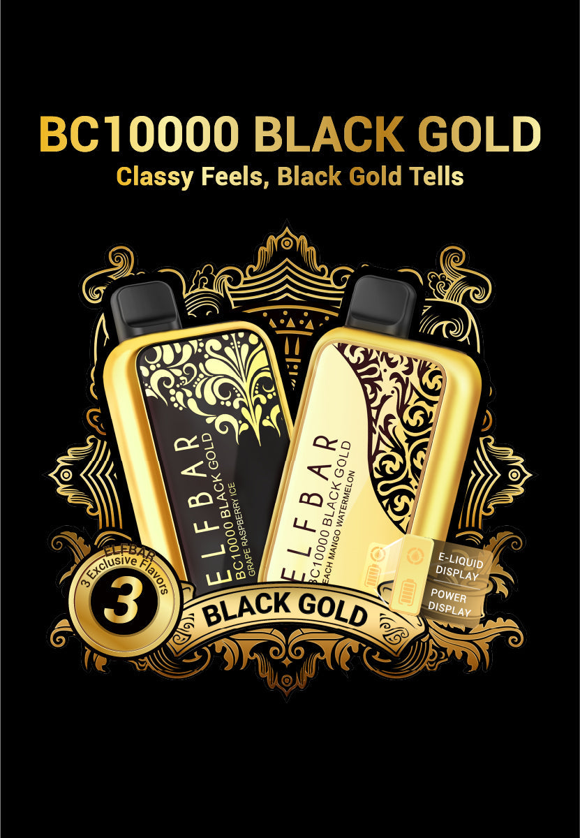 Elf Bar BC10000 Puffs Black Gold Disposable Vape (5% Nicotine) Premium Vapes UAE Elf Bar BC10000 Puffs Black Gold Disposable Vape (5% Nicotine) Premium Vapes UAE