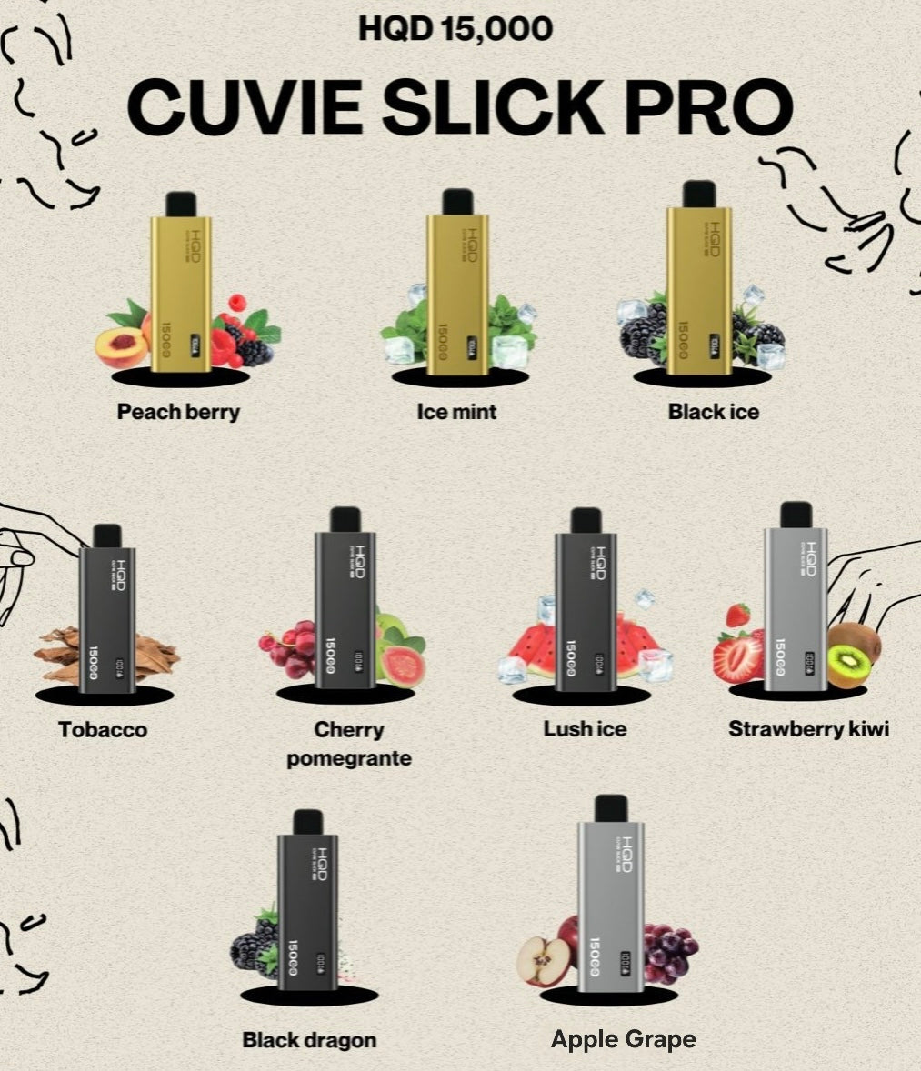 HQD Cuvie Slick Pro 15000 Puffs Disposable Vape (2% Nicotine) – Premium  Vapes UAE