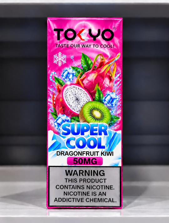 Tokyo Super Cool Dragonfruit Kiwi Salt Nic E-Liquid 50mg – Sweet dragon fruit and tangy kiwi flavour salt nicotine vape juice for Premium Vapes UAE.