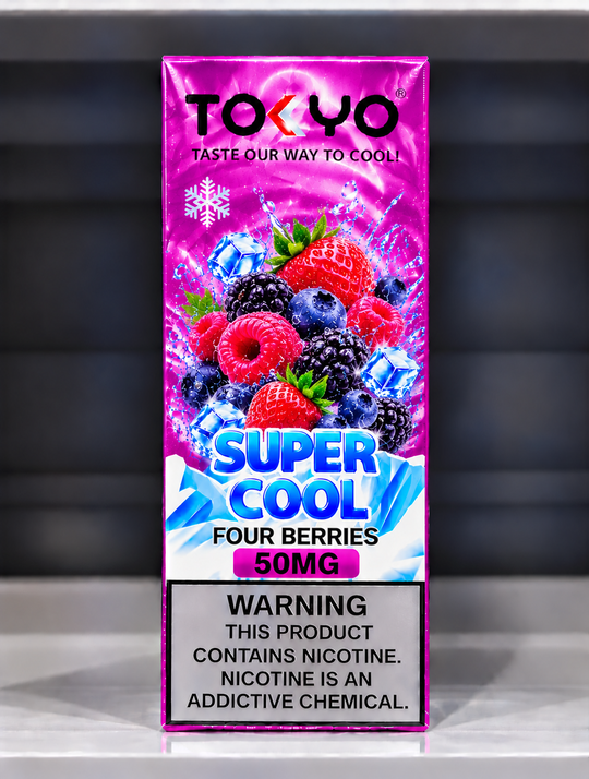 Tokyo Super Cool Four Berries Salt Nic E-Liquid 50mg – Mixed berries flavour salt nicotine vape juice for Premium Vapes UAE.
