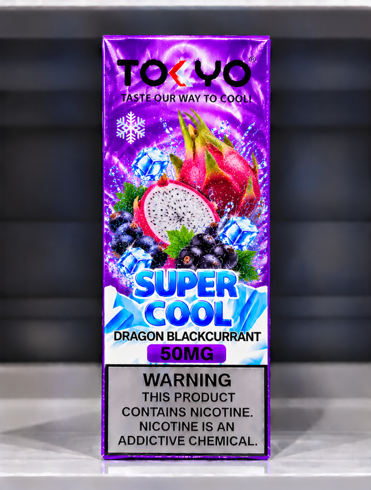 Tokyo Super Cool Dragon Black Currant Salt Nic E-Liquid 50mg – Sweet dragon fruit and rich blackcurrant flavour salt nicotine vape juice for Premium Vapes UAE.