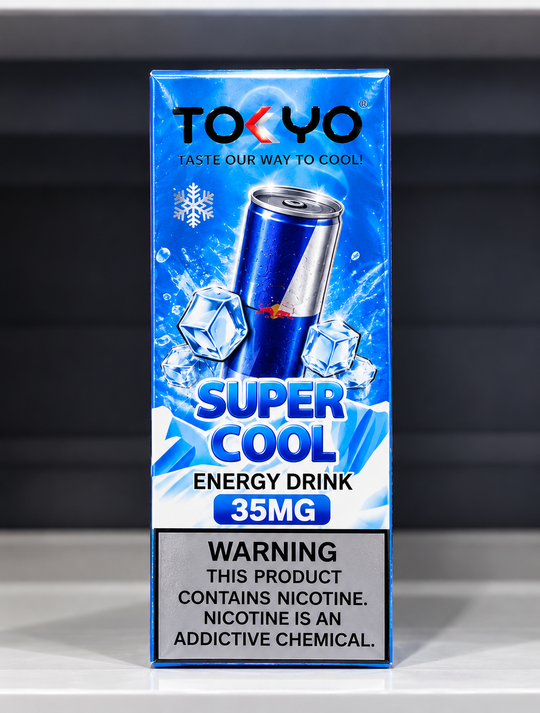 Tokyo Super Cool Energy Drink Salt Nic E-Liquid 35mg – Energy drink flavour salt nicotine vape juice for Premium Vapes UAE.