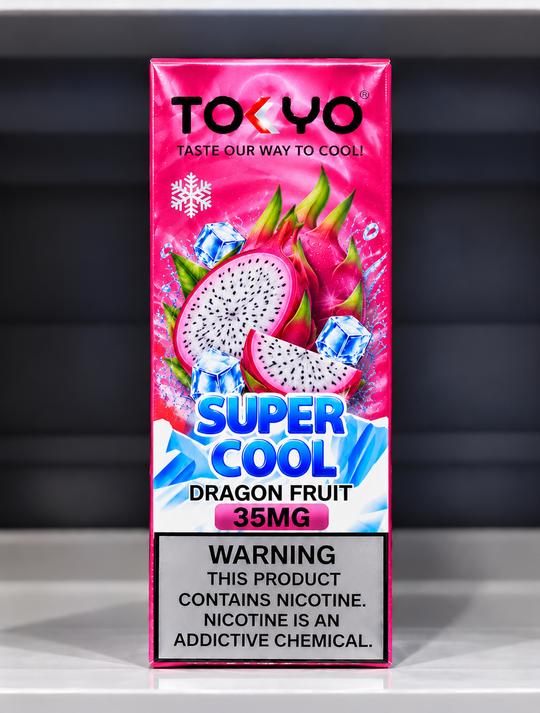 Tokyo Super Cool Dragon Fruit Salt Nic E-Liquid 35mg and 50mg – Sweet tropical dragon fruit flavour salt nicotine vape juice for Premium Vapes UAE.