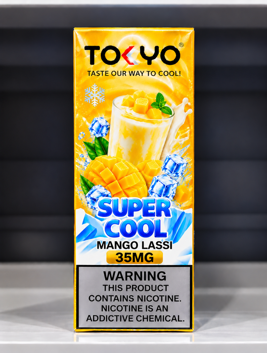 Tokyo Super Cool Mango Lassi Salt Nic E-Liquid 35mg and 50mg – Sweet mango and creamy lassi flavour salt nicotine vape juice for Premium Vapes UAE.