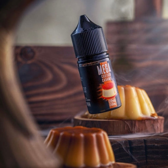 Mega Custard Caramel Salt - Grand Eliquid | 30ml dessert nicotine salt juice blending rich vanilla custard with sticky sweet caramel Premium Vapes shop UAE