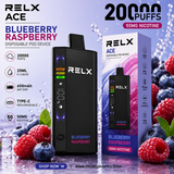 RELX Ace 20000 Blueberry Raspberry disposable vape 50mg nicotine blueberry and raspberry flavour rechargeable pod device available at Premium Vapes UAE