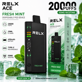 RELX Ace 20000 Fresh Mint disposable vape 50mg nicotine mint flavour rechargeable pod device available at Premium Vapes UAE