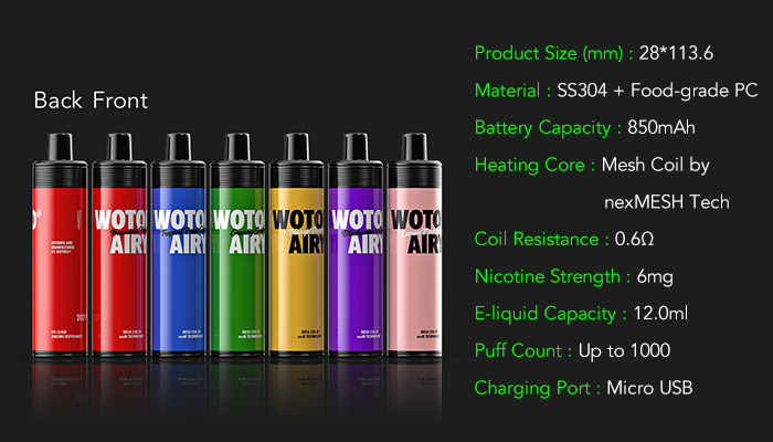 Wotofo Airy 1000 DTL Puffs Disposable (6mg)  Premium Vapes UAE