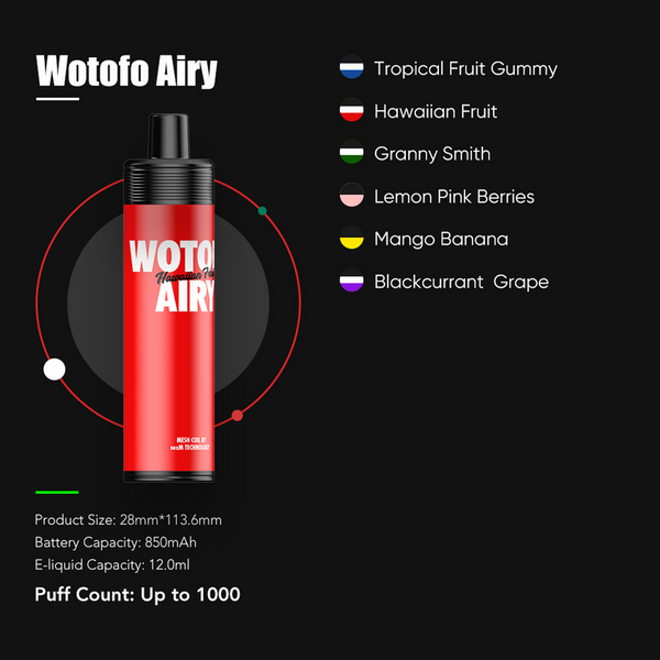 Wotofo Airy 1000 DTL Puffs Disposable (6mg) Premium Vapes UAE Wotofo Airy 1000 DTL Puffs Disposable (6mg) Premium Vapes UAE
