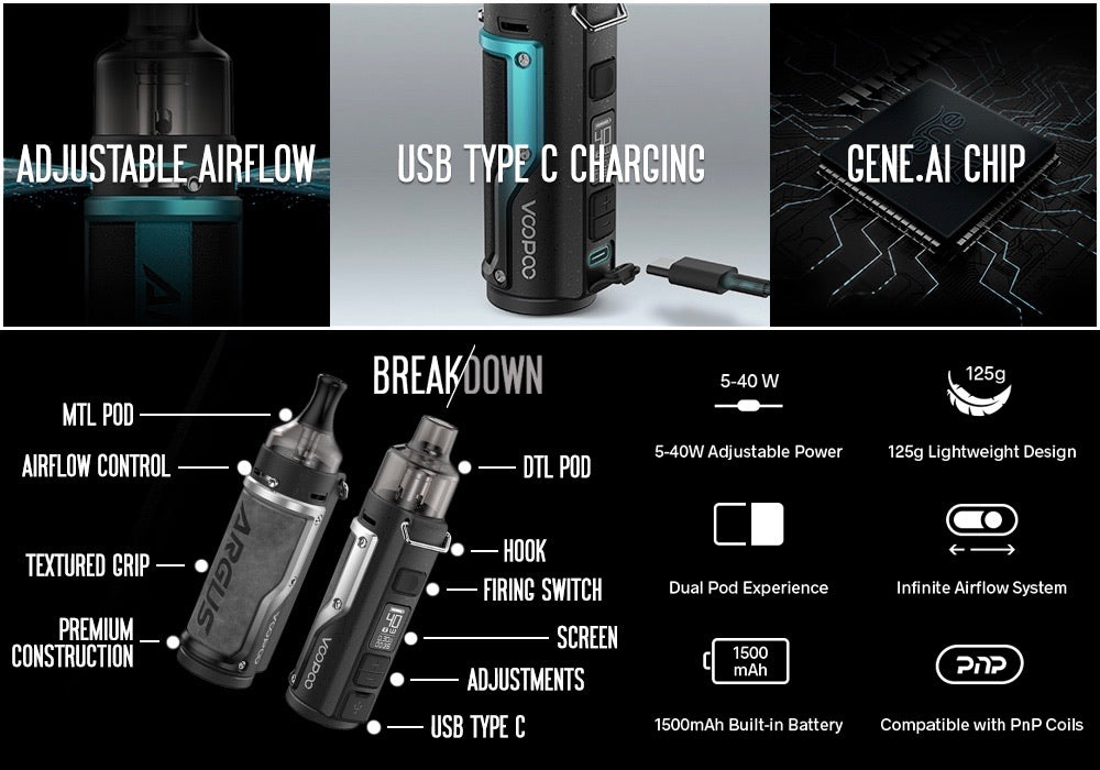elf bar vape uk Voopoo Argus 40W Pod Mod Kit main image 0